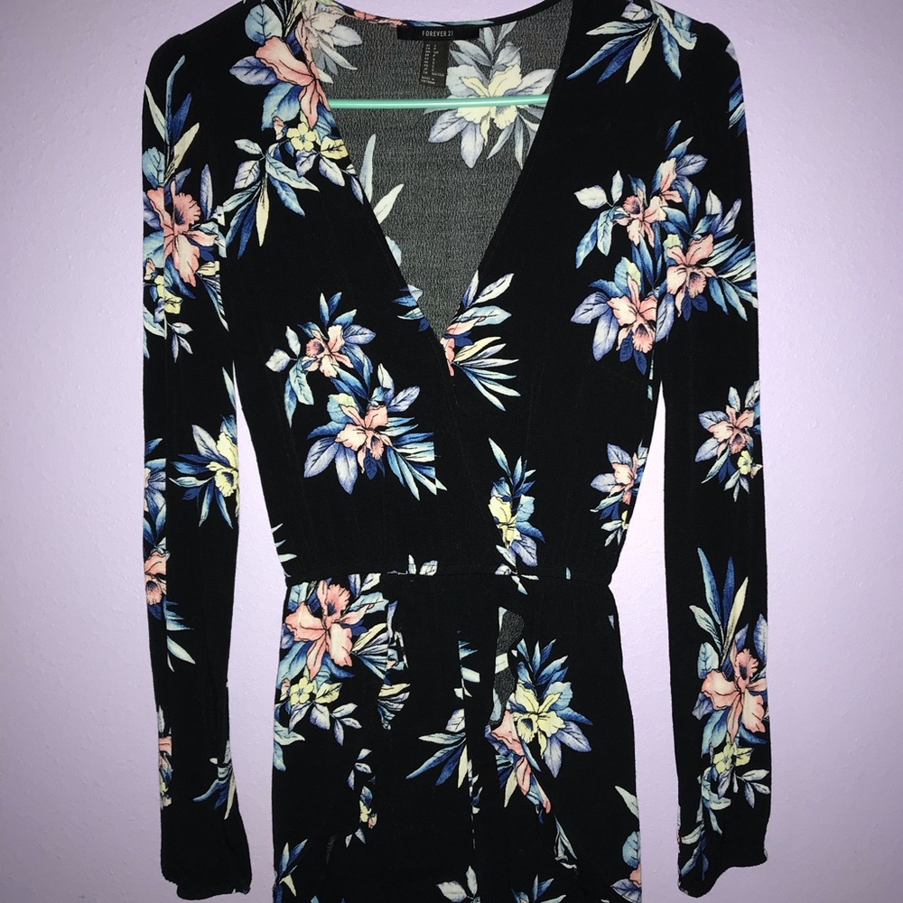 Forever 21 Black Floral Print Dress